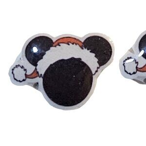 Acrylic Mouse Ears With Santa Hat Post Earrings - New